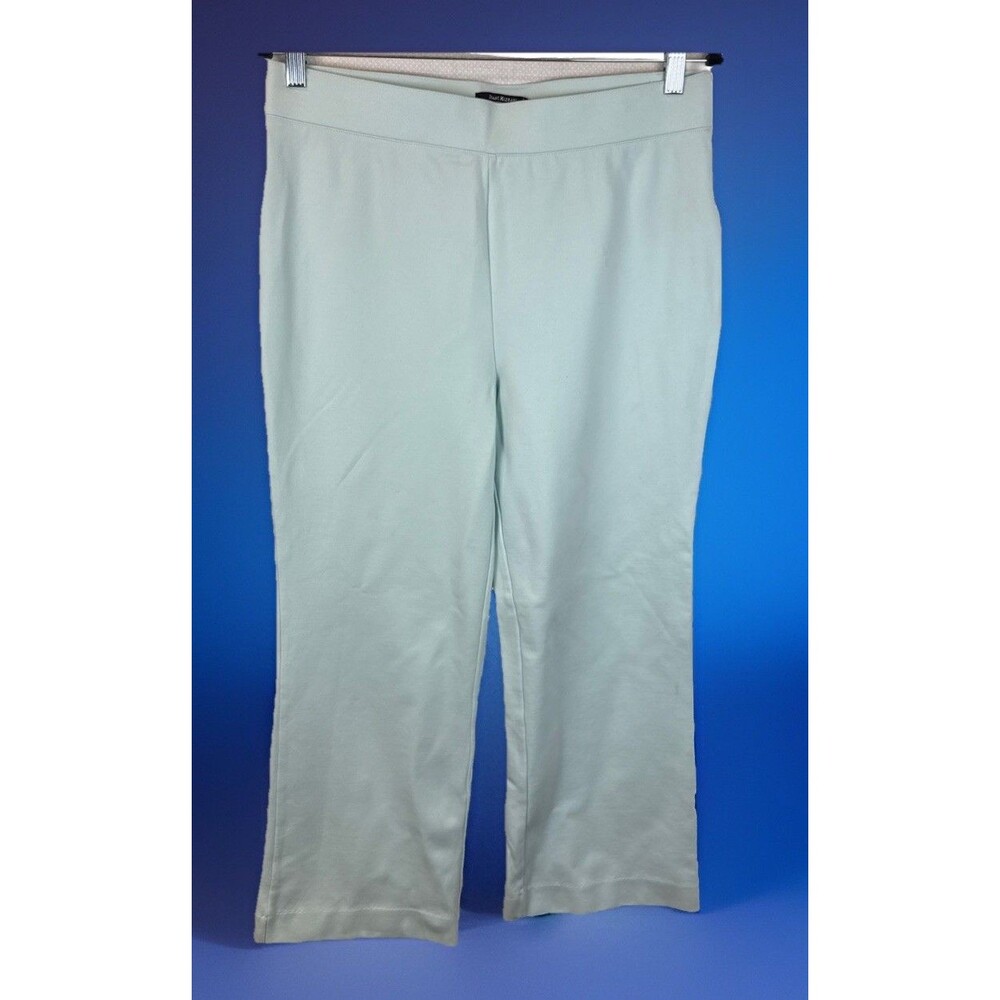 Isaac Mizrahi Large Mint Green Wide Leg Pull On Pants Stretch Viscose L